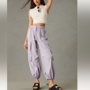 Anthro DAILY PRACTICE Base Jump cargo baggy Parachute Pants Lilac